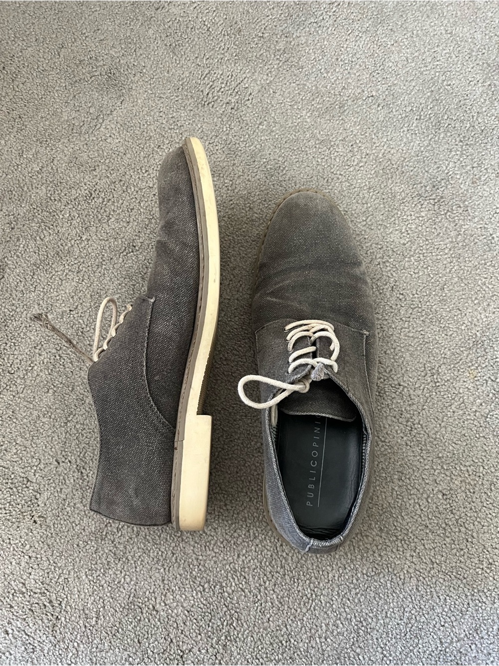 Public Copine Men's Gray Canvas Derby Shoes